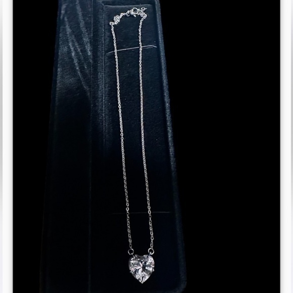 2 carat Diamond & 14k White Gold Plated Pendant 18”